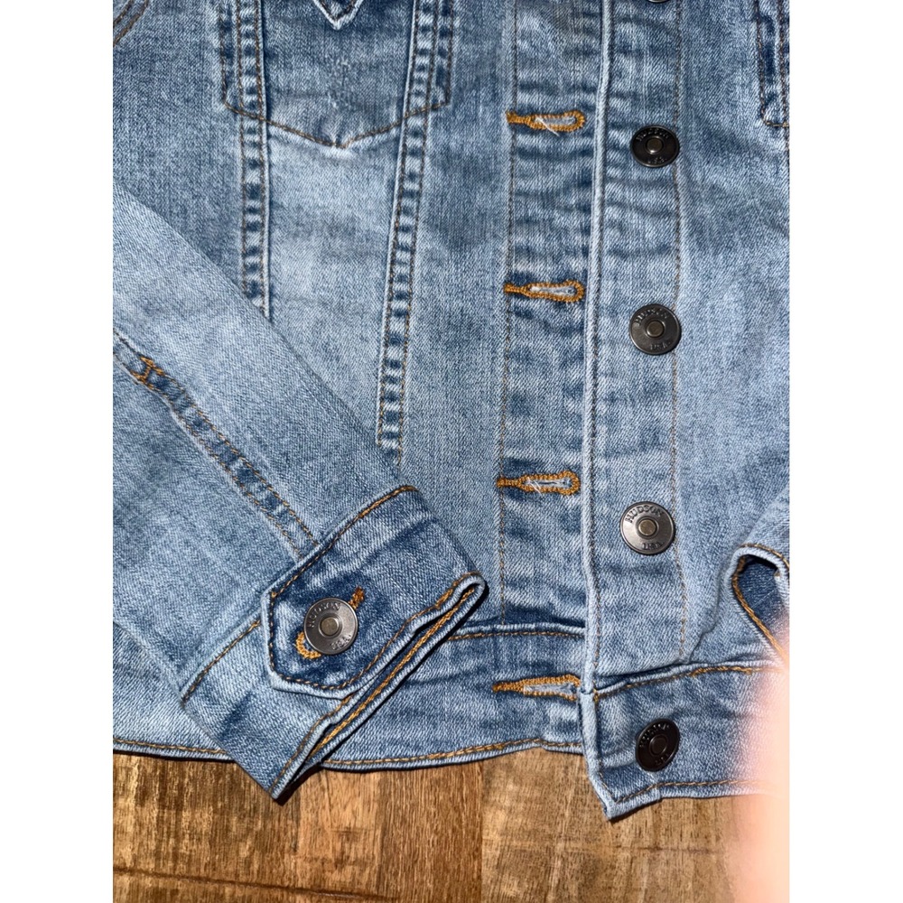 Hudson Jeans Women Light Wash Denim Trucker Jacket Union Jack Patch Size M - Picture 2 of 10